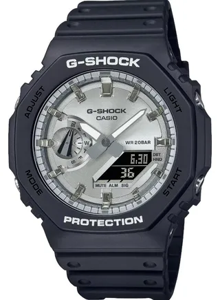 Casio G-Shock GA-2100SB-1A Silver Black Resin Analog Digital Matte Men's Watch 