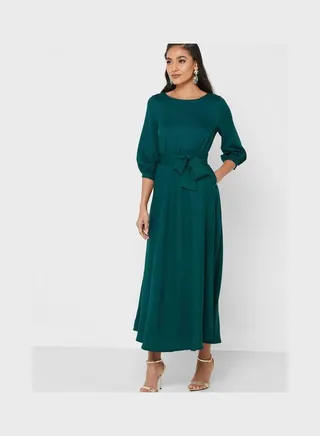 Modest A-Line Dress Green 