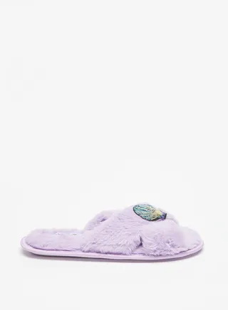 Womens Sequin Embellished Cross Strap Bedroom Slides 