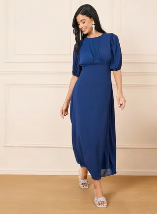 Gathered Detail A-Line Maxi Dress