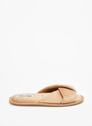 Womens Solid Slip On Cross Strap Bedroom Slides 