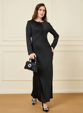 Beaded Waist Detail A-Line Maxi Dress