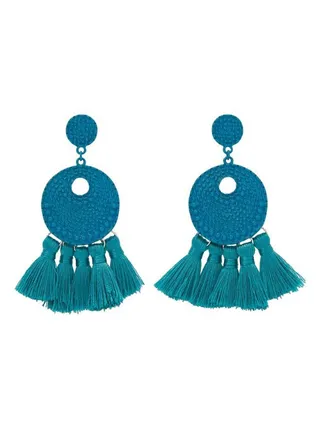 Patterned Round Tassel Earrings 