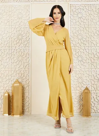 Embellished Wrap Style Maxi Dress 