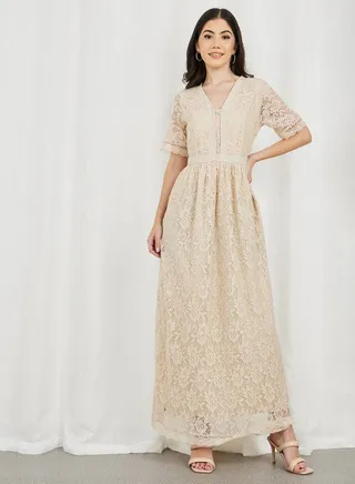 All Over Lace A-Line Maxi Dress