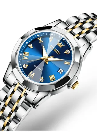 Watches For Women Stylish Stainless Steel Water Resistant Quartz Analog Watch - Silver & Gold 