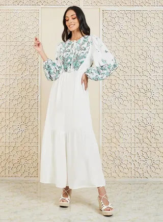 Floral Print Tiered Maxi Dress