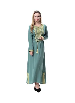 Long Sleeves Wool Peach Dress Olive Green 