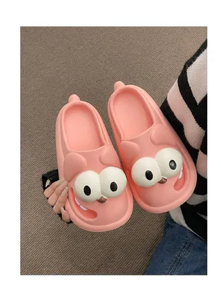 Wear Cute Big-Eyed Dog Platform Slippers Indoors And Outdoors In Summer 