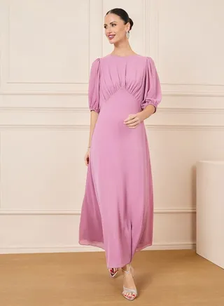 Gathered Detail A-Line Maxi Dress 