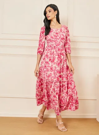 Floral AOP Tiered Maxi Dress 