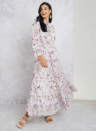 Floral Printed Ruffle Detail Maxi Dress 
