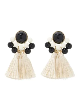 Beads And Trio Tassel Earrings 