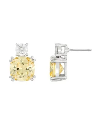 The Flawless Collection - Canary Cushion Meghan Drop Earrings 