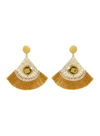 Triangle Design Tassel Earrings 