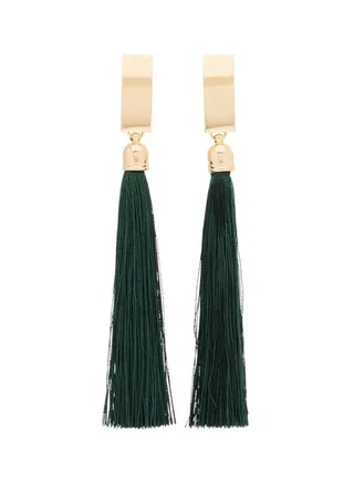 Rectangular Head Tassel Dangle Earrings 
