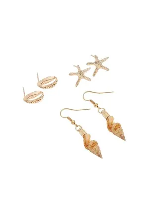 Pair Of 3 Beach Style Earrings Set 