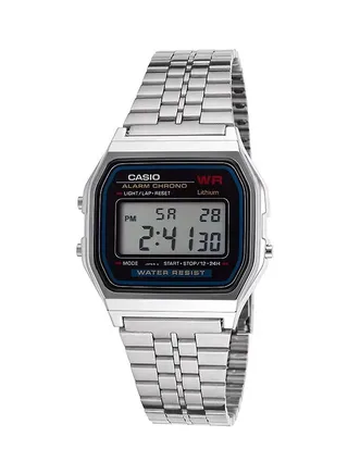 Men's Water Resistant Stainless Steel Digital Casio Watch A-159W - 33 mm - Silver 