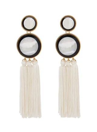 Stone Studded Trio Tassel Earrings 