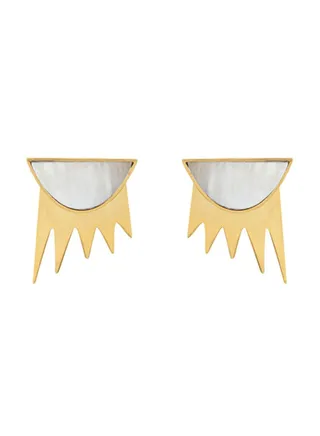 Meriam Gold Earings  White 