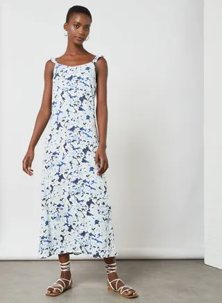 Printed Midi Dress Blue 