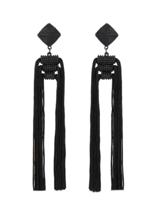 Diamond Design Tassel Earrings 