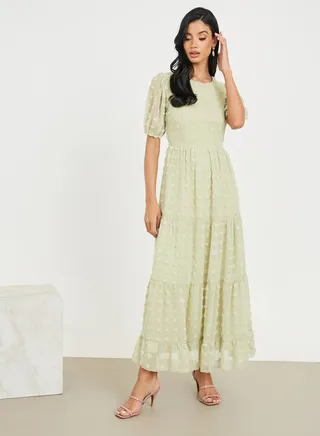 Swiss Dobby Tiered Maxi Dress 