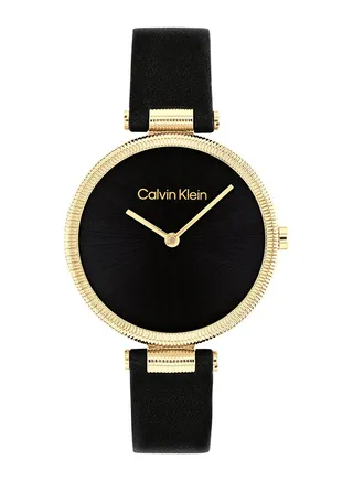 Women's Analog Round Shape Leather Wrist Watch 25100017 - 32 Mm 
