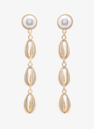 Embellished Pushback Closure Detail Dangle Earrings 