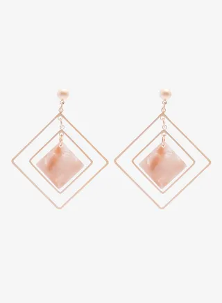 Embellished Pushback Closure Detail Dangle Earrings 
