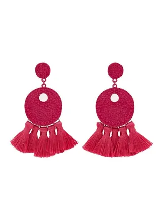 Patterned Round Tassel Earrings 