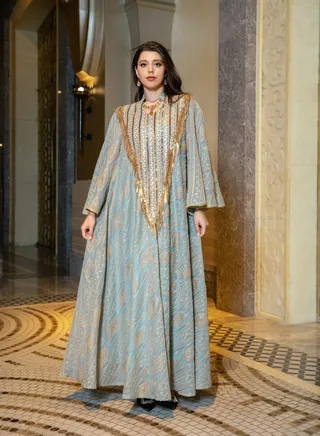 Arab Dubai Mesh Sequins Embroidery Evening Robe For Women Jalabiyat Muslim Casual Loose Long Sleeve Clothing ﻿ 