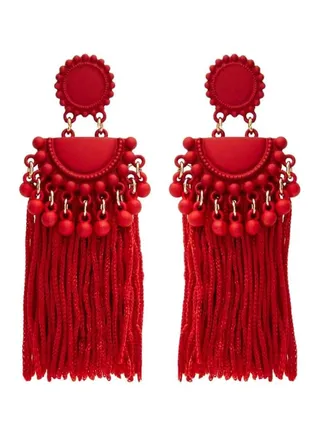 Beads and Tassel Dangle Earrings 