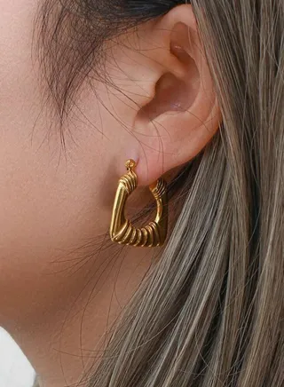 Elegant Stainless Steel Gold Plated Earrings For Women 