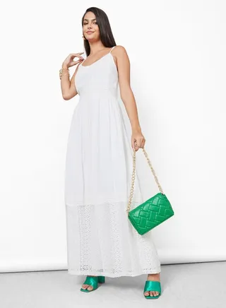 Lace Detail Strappy A-Line Maxi Dress