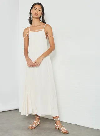 Open Back Slip Dress Cream 
