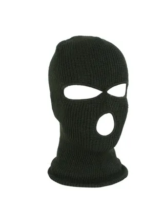 3-Hole Knitted Full Face Mask Green 
