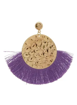 Patterned Round Shaped Tassel Earrings 