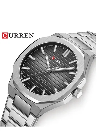 Watches for Men Waterproof Analog Stainless Steel Wristwatch - Silver 8456 