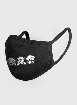 Three Wise Monkeys Graphic Mask Black 