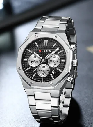 Watches for Men Waterproof Chronograph Stainless Steel Wrist Watch 8440 