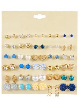 30-Pair Elegant Fashion Earrings Set 