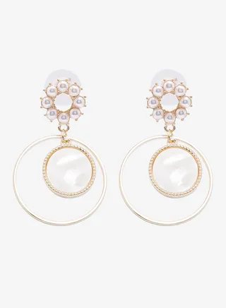 Embellished Pushback Closure Detail Dangle Earrings 