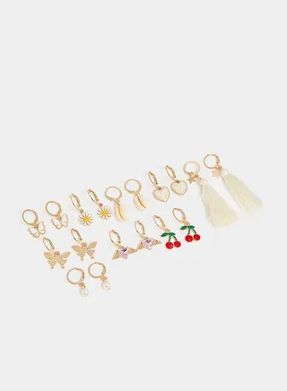 Set of 9 - Tassel Detail Drop Earrings