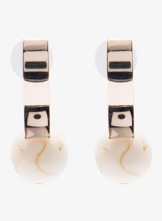 Embellished Pushback Closure Detail Dangle Earrings 