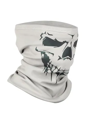 Skull Printed Half-Cover Face Mask Grey/Black 