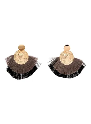 Two Tone Tassel Dangle Earrings 