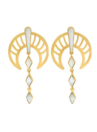 Rawan Gold Earrings  White 