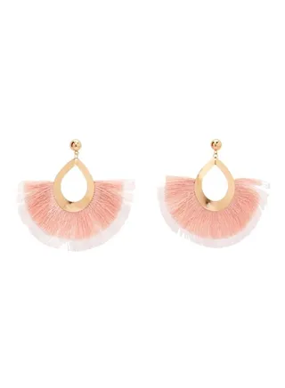 Gold Plated Tear Drop Tassel Earrings 