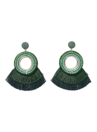 2-Layered Tassel Earrings 